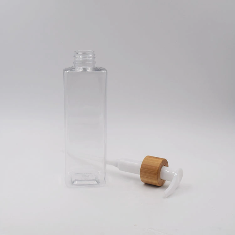 Wholesale 250ml Bamboo Plastic Square Rectangle Pet Bottle