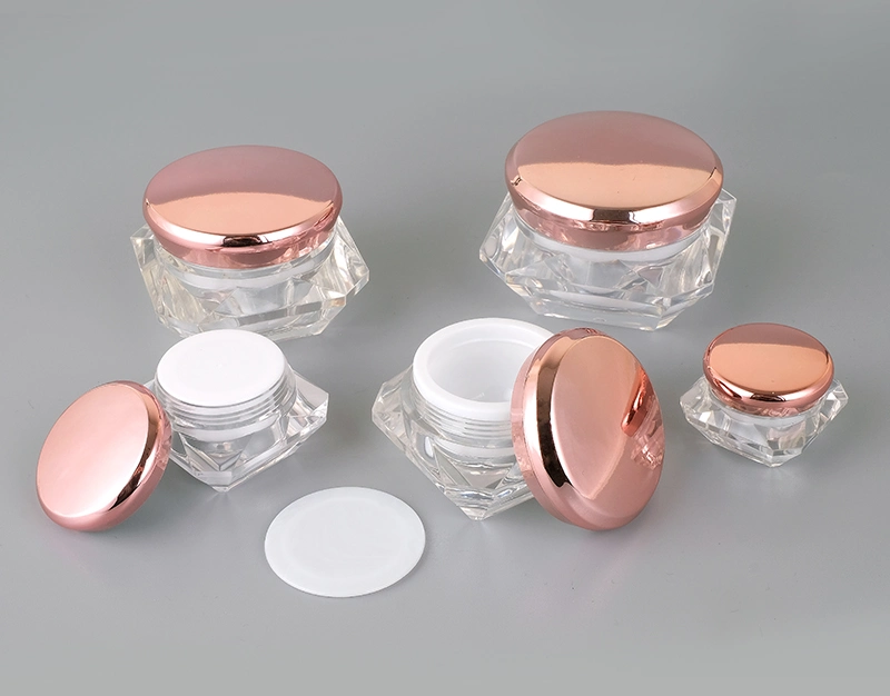 Diamond Shape 5g 10g 20g 30g Skincare Small Face Cream Custom Empty Lip Balm Scrub Acrylic Pet Glass Cosmetic Plastic Packaging Cream Jar Pot Bottle Box