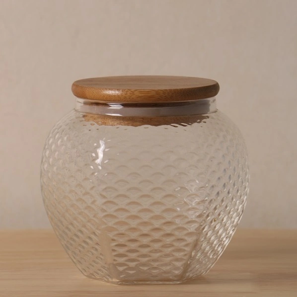 Images Are in -Kind Real Shoot Bamboo Shape Straightly Cylinder Glass Jar with Bamboo Lid