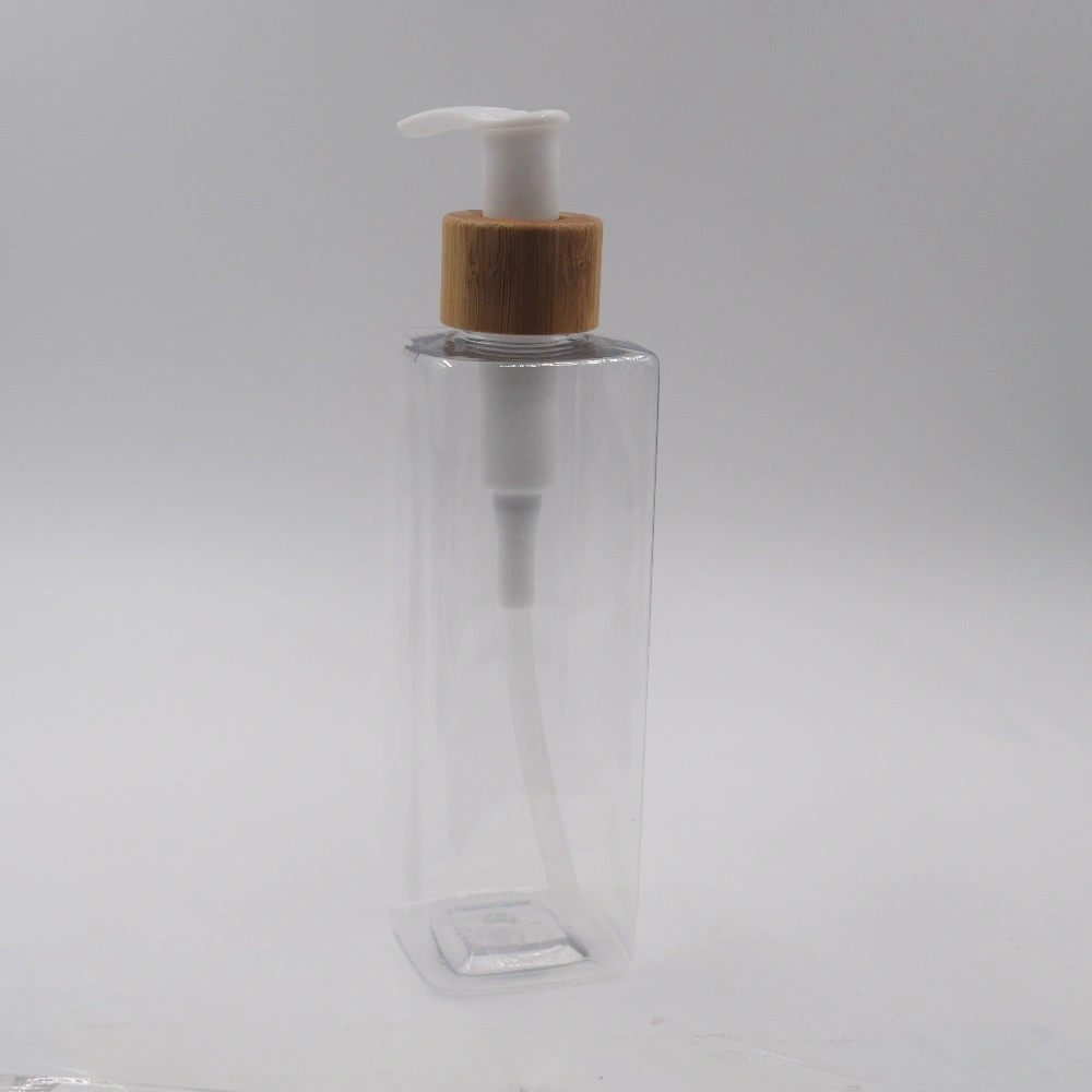 Wholesale 250ml Bamboo Plastic Square Rectangle Pet Bottle