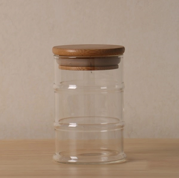 Images Are in -Kind Real Shoot Bamboo Shape Straightly Cylinder Glass Jar with Bamboo Lid