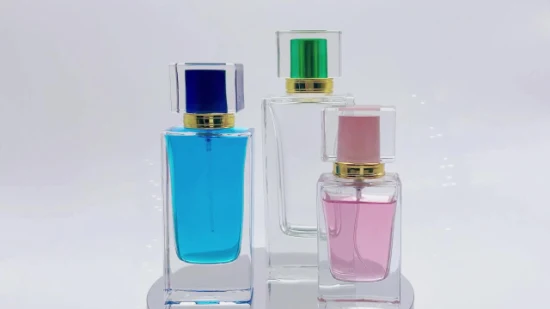 Botella de vidrio de Perfume de lujo para el cuidado de la belleza de 30ml, 50ml, 70ml con rociador prensado y tapa de plástico de botella vacía de embalaje cosmético