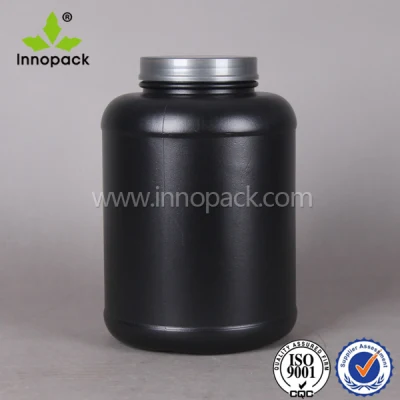 Tarro de botella de plástico de grado alimenticio negro HDPE de 7.5L para polvo de proteína con tapa