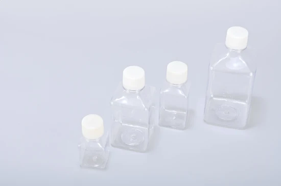 Suministros para equipos de laboratorio Matraz de cultivo celular PETG estéril para mascotas Botella de medios Botella cuadrada de suero sanguíneo