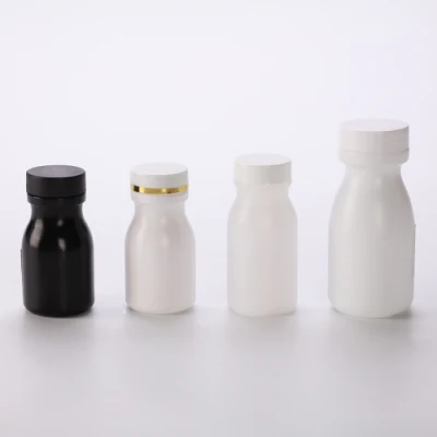 Botella de plástico con forma de botella de leche transparente con cubierta de una sola capa blanca de HDPE 60ml